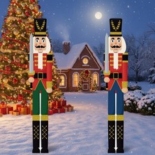 2 Pcs 6ft Large Christmas Nutcracker Outdoor Decoration PVC Nutcracker Yard S...