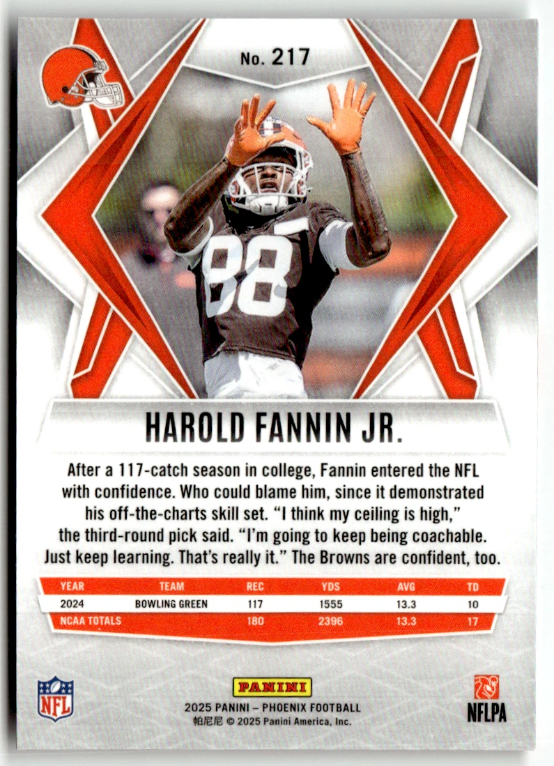 Panini Phoenix NFL 2025 No. 217 Harold Fannin Jr. Rookie Base