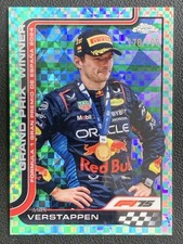 Max Verstappen 2025 Topps Chrome Formula 1 Aqua Checkered Flag Base /199 #102