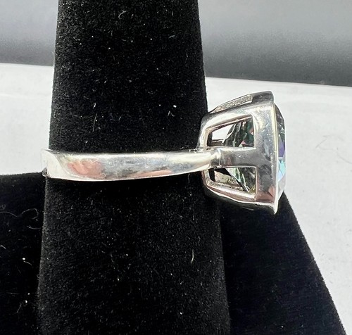 Sterling Silver Heart Cubic Zirconia Halo Accent Double Band Ring 925 Sz: 6.5 - Picture 9 of 9