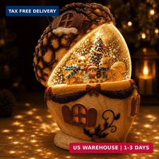 Christmas Pinecone Snow Globe Lantern with 6 Hours Timer, 3 AAA Battery Operated