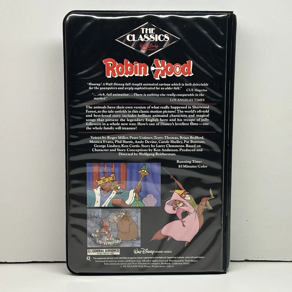 Disney Robin Hood VHS Black Diamond Classic Padded Clamshell Red Signature Rare! - Image 4 of 4