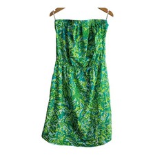 Lilly Pulitzer Windsor Small Dress Citrus Green Strapless Fairy Beach Vacation