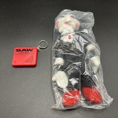 NECA SAW MOVIE BILLY THE PUPPET JIGSAW 9 INCH PLUSH FIGURE DOLL & PROMO KEYCHAIN