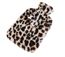 Neu ! Kuschelige Wärmflasche mit Leo-Plüsch Bezug,Fassungsverm. 2 Ltr., 33 x20cm