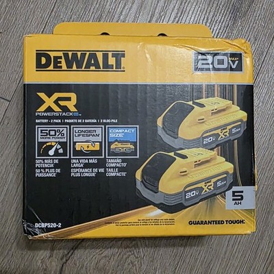DeWalt 2 Pack 20V Max  XR Powerstack  Lithium-Ion 5.0Ah Battery DCBP520-2