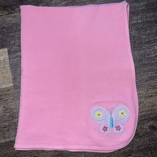 Gerber Butterfly Baby Blanket Thermal Waffle Weave Purple Pink Blue Flower EUC