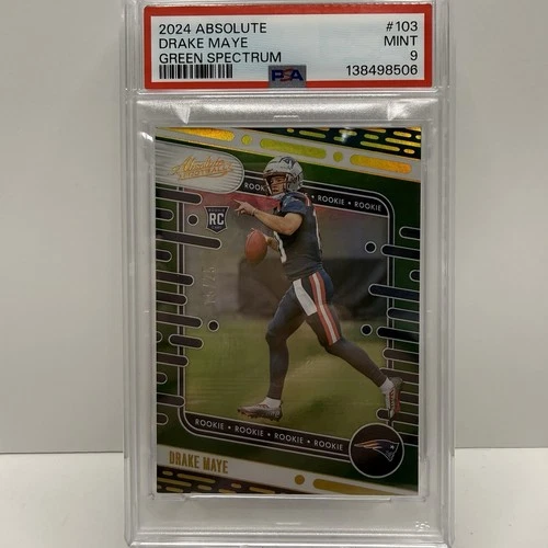 2024 Panini Absolute - Rookies Drake Maye #103 Green Spectrum 15/25 (RC) PSA 9