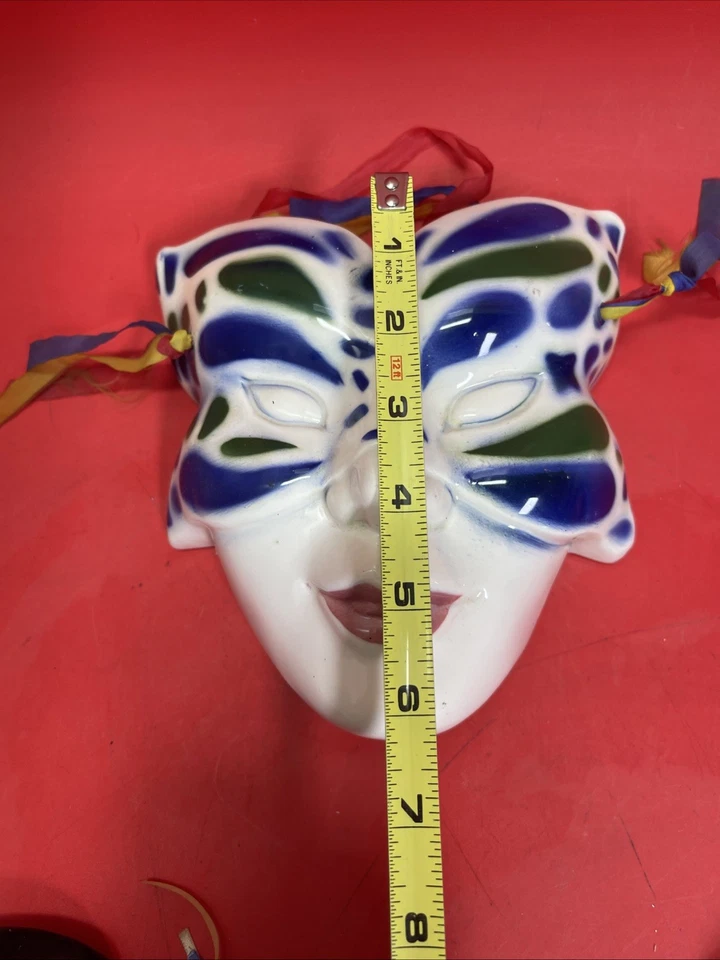 Ceramic Clown Jester Fan Style Ruff Venetian Style Decor Mask Lot 5 - Image 4 of 4
