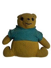 60  s Knickerbocker Winnie the Pooh Plush Bear Teal Shirt Button Eyes Disney READ