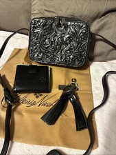 patricia nash Leather Black Tooled Crossbody Purse  Small Wallet W/ Keychain