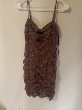 Forever 21 Women's Pink Floral Print Ruched Mini Dress Medium