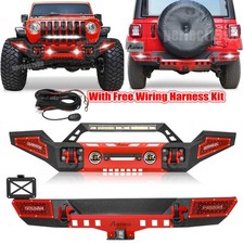 Off-road For 2018 Jeep Wrangler Jl Front Rear Bumper Winch Platefog Lightwire