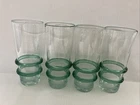4 RARE  Emerald Green VTG HB BLENKO Ring Glass 6 3/4” Tumbler set