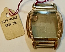 * New Old Stock  STAR  Deco Fancy Tonneau Wrist Watch Case w/Dial RGP  A Beauty!