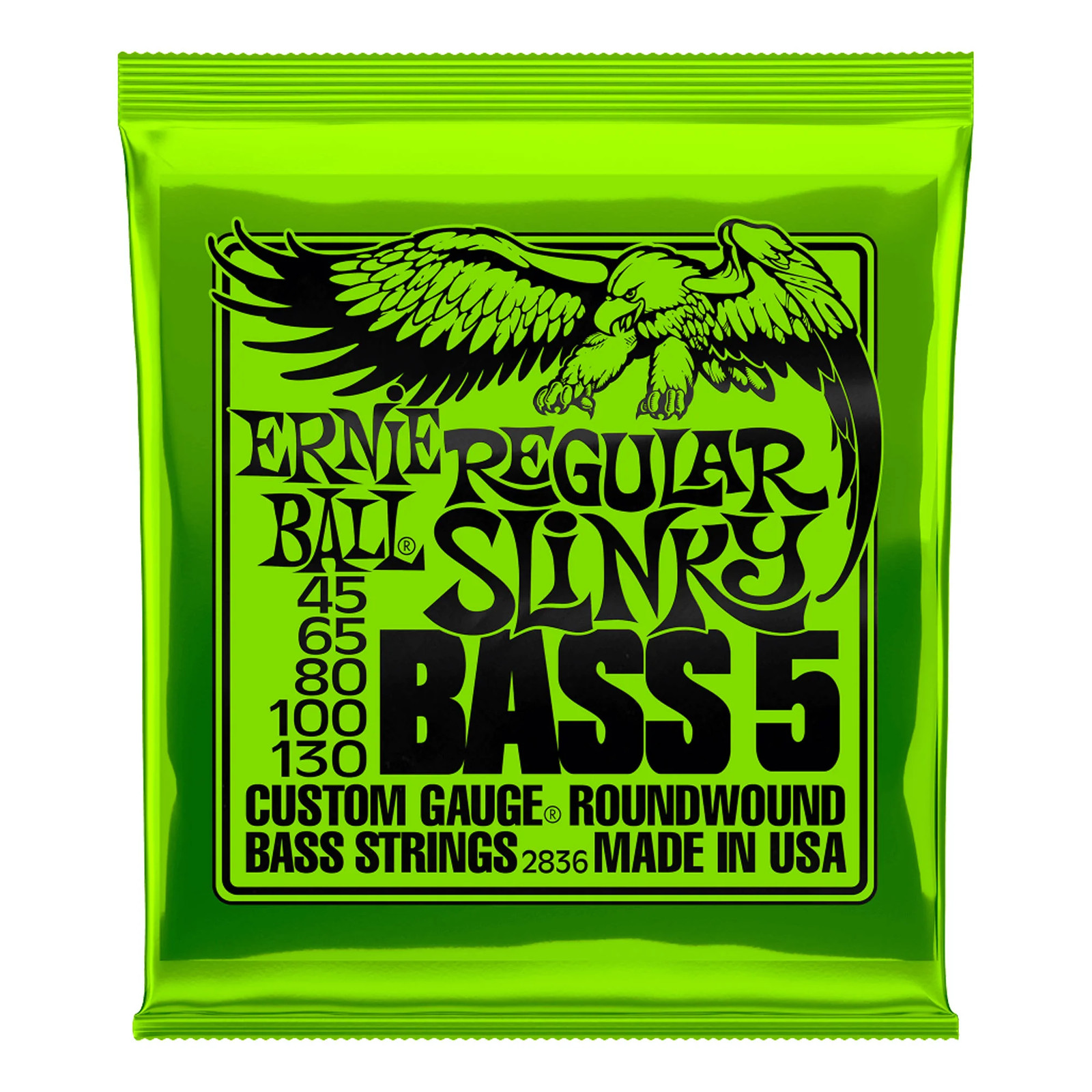Ernie Ball Обычный обтягивающий бас с никелевой обмоткой на 5 струнах 45-130 5090₽