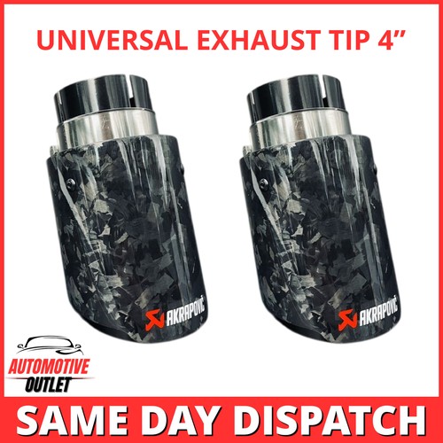 2X AKRAPOVIC EXHAUST TIPS 4″ OUTLET FORGED CARBON FIBRE UNIVERSAL