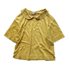 MARGARET HOWELL Linen Cotton Collared Short Sleeve Knit Size 2 Japanese Natural