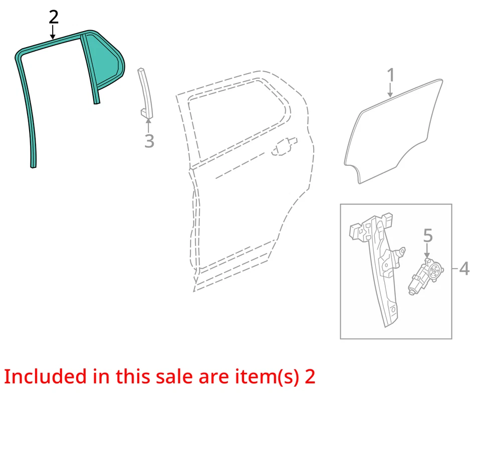 Passenger Rear Door Vent Glass Privacy Tint Opt Ako Fits 13-22 Chevrolet Trax - Image 3 of 4