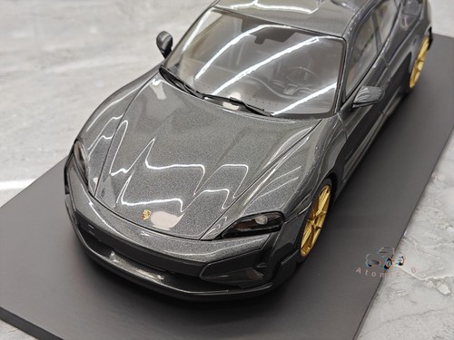 Minichamps 1:18 2024 Porsche 911 TAYCAN TURBO GT Gray unopenable Car Model - Picture 12 of 16