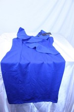 Women's Sleeveless Dress with Ruffle Collar V-Neck Royal Blue Size Medium US10
