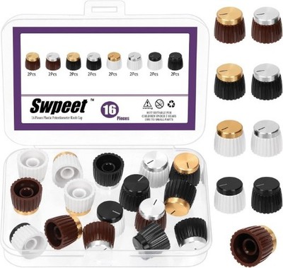 16Pcs 8 Colors 20x16mm 6mm Knurled Shaft Push-on Potentiometer Kno Size: 16Pcs