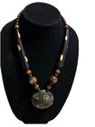 Tribal buffalo horn necklace with Round fish carved pendant — photo 5