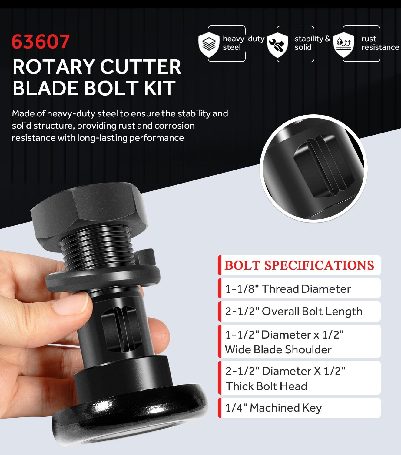 Rotary Cutter Blade Bolt W/ Nuts & Lock Washers for Bush Hog Rotary Cutter Blade