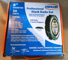 OSHLUN SDS-0630 6" -  30 Tooth Stack Dado Set with 5/8 Inch Arbor  - New unused