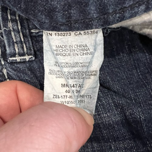 Wrangler Rock 47 Jeans Uomo 40x36 Pantaloni Cowboy Slim Dritti Scuri Punti Spessi - Foto 5 di 24