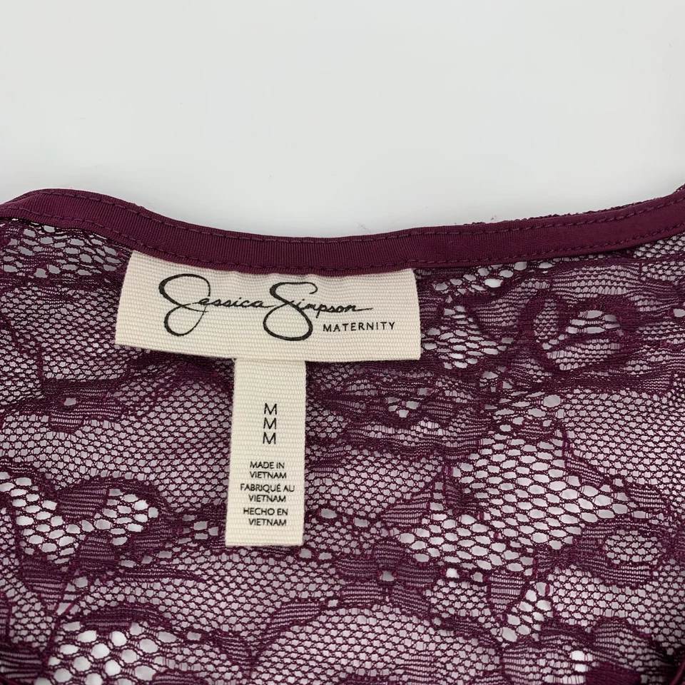 Jessica Simpson Full Lace Maternity Blouse with Camisole Top Medium Burgundy Red - Image 4 of 4