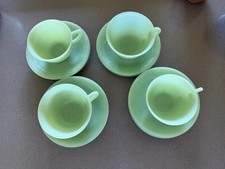 Vintage Fire King Jadeite Jane Ray Cup Saucer Sets Flawless