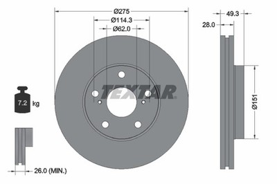 2x Bremsscheibe PRO TEXTAR 92077703 für TOYOTA AVENSIS VERSO ISIS LEXUS SCEPTER