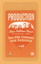 Dave Matthews Band 2003 in Central Park Tour Laminated Backstage Pass