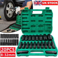 20PCS Deep Impact Socket Set 6 Point Metric 8 - 32mm 1/2 Inch Drive Heavy Duty