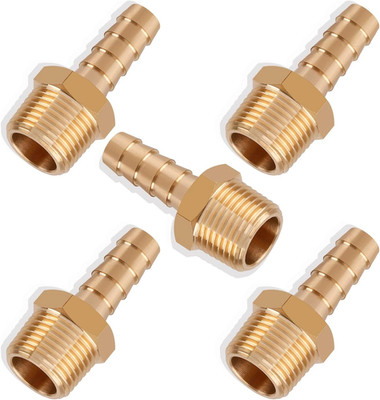 5pcs Brass Hose Barb Fittings 5/16 Inch Barb to 3/8 Inch NPT Male Thread Air Hos