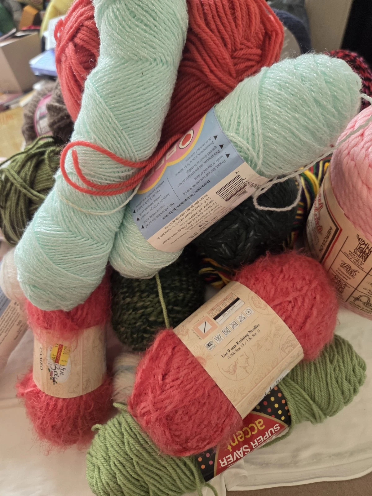 Huge 20+ Skein Yarn Destash Lot Mixed Brands Hobby Lobby Lion Brand Acrylic - product detail image 2