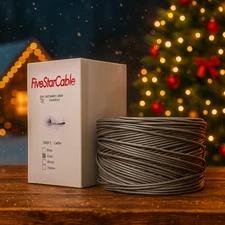 Cat5e 1000ft Ethernet Network Cable Grey Solid 24AWG Bulk Wire Christmas Gift