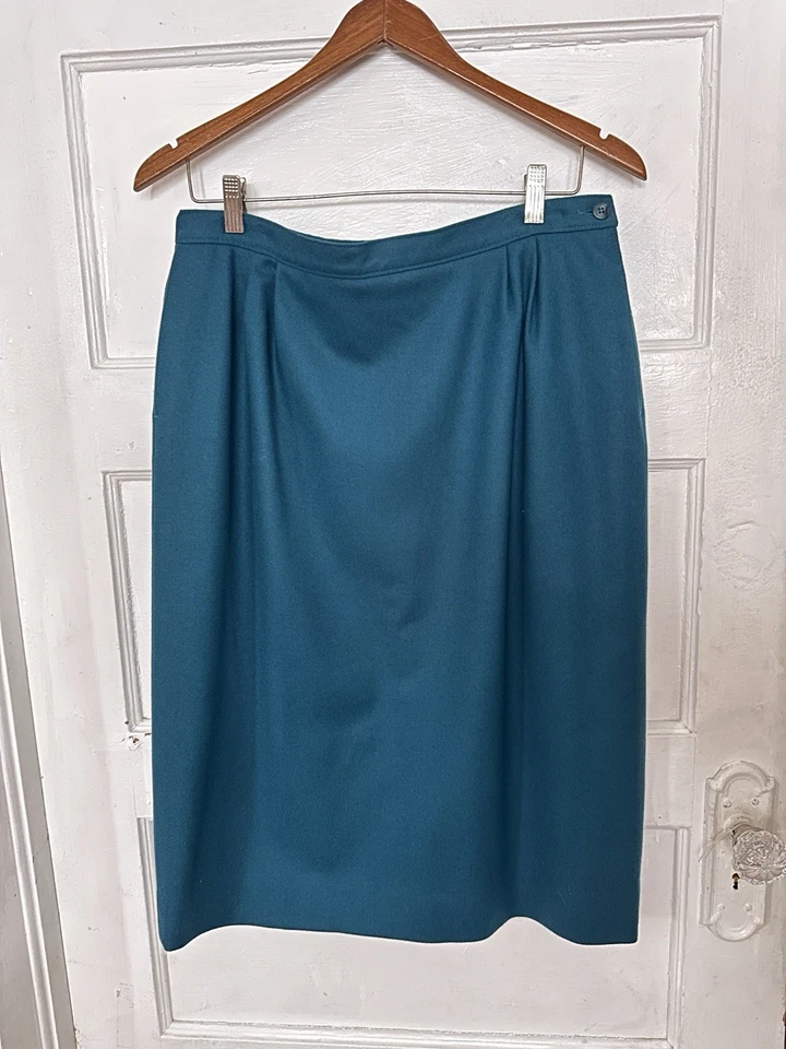 VINTAGE Pendleton Turquoise Blue 100% Virgin Wool A-line Skirt Easter Sz 16