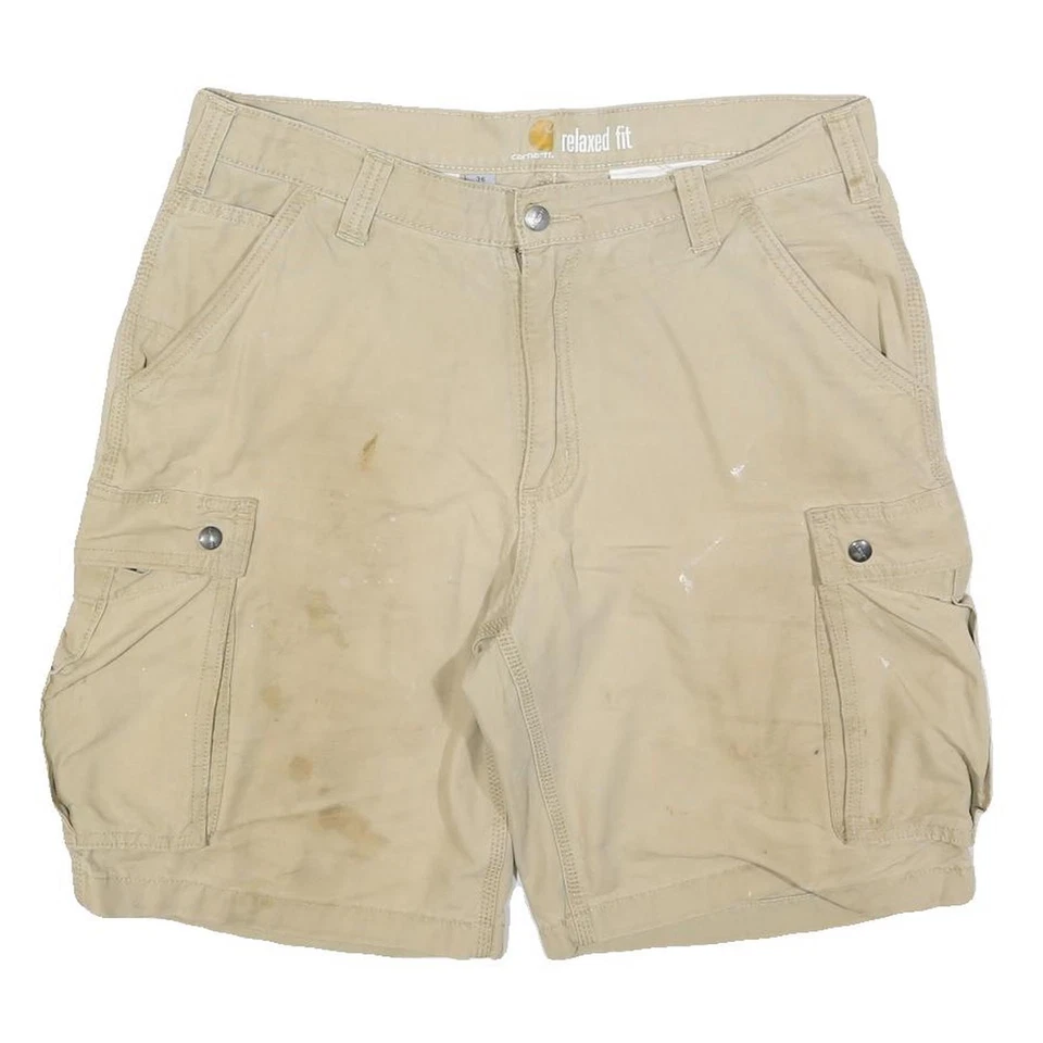 CARHARTT Hommes Short Beige Cargo Décontracté Coupe L W36 Travail à Poches - Photo 1/4