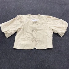 DOLAN Left Coast Linen Blend Bow Blazer Women's Size LP Cream