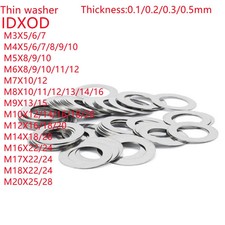 Thin Shim Flat Washer Ultra Gasket Stainless Steel Plain Adjusting Ultrathin M