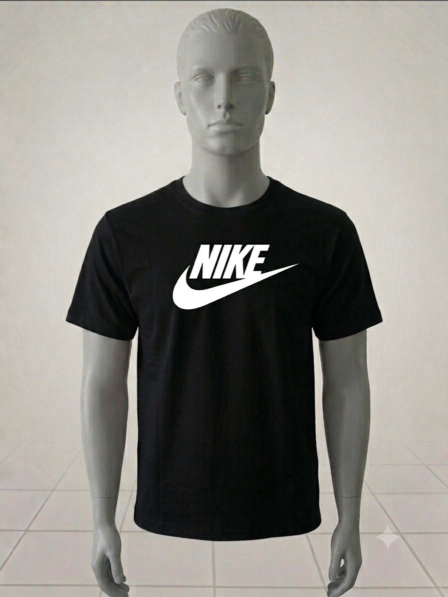 Nike T-shirt bambino nera Manica Corta Tinta Unita Logo Bianco L 100% cotone