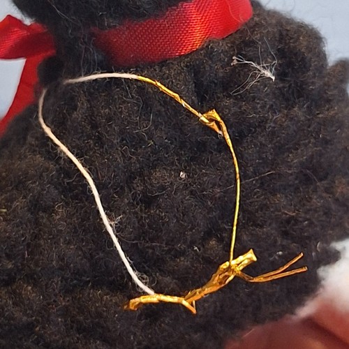 Vintage Wool Black Lamb Figurine Christmas Ornament w/Red Bow 3" - Picture 9 of 13