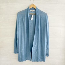 NWT LOFT Blue Ramie Open Front Cardigan Lightweight Layering Sweater M