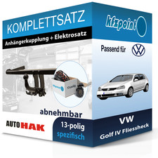 Für VW Golf IV Fliessheck 97- AUTO HAK Anhängerkupplung abnehmbar + 13polig neu