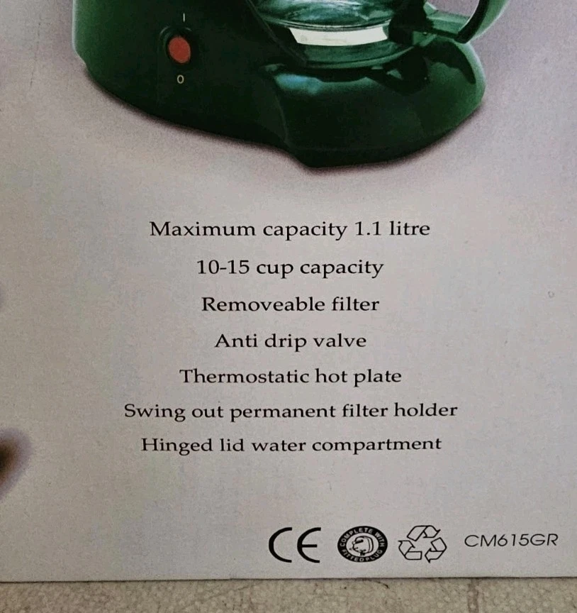 HINARI Lifestyle Coffee Maker Green 10-15 Cup Capacity - Brand New In Box - Image 3 of 4