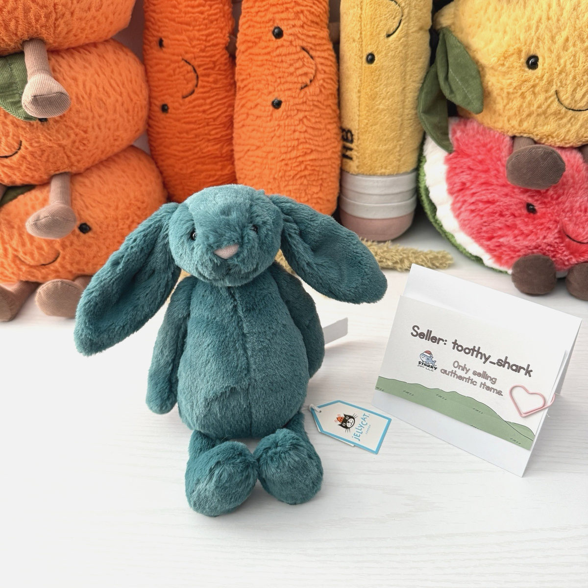 新品　 Bashful Teal Bunny Small Jellycat Little (7.1 in, 18cm) Bashful Teal Bunny BNWT - Retired