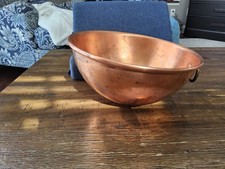 Vintage 8.5" Copper Mixing Bowl Round Bottom Rolled Edge Ring Hanger THICK