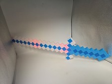 24" LED Minecraft Blue Light Up Pixel Sword Working